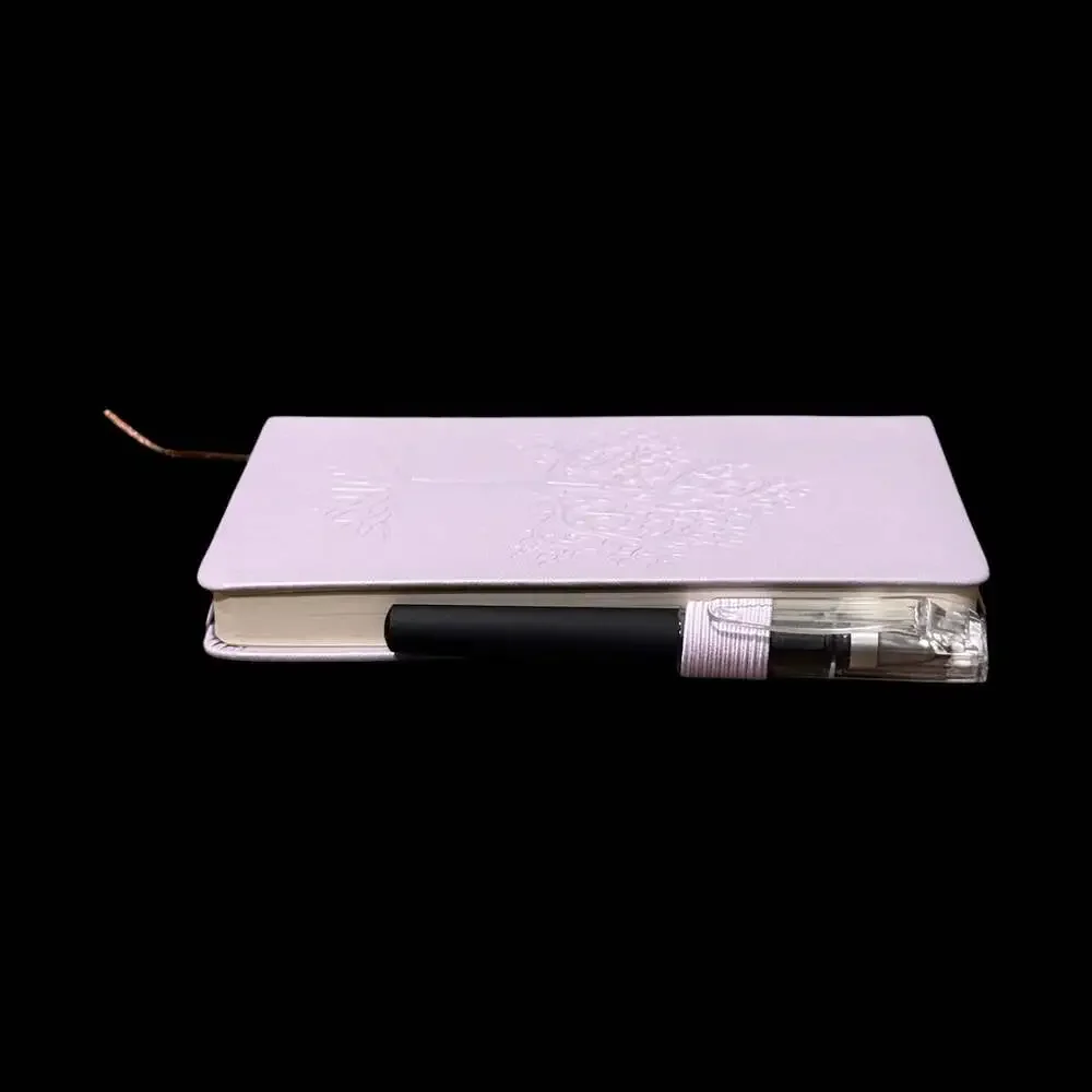 Dark Lilac Tree of Life Embossed Small Hardcover Lined Journal with Pen